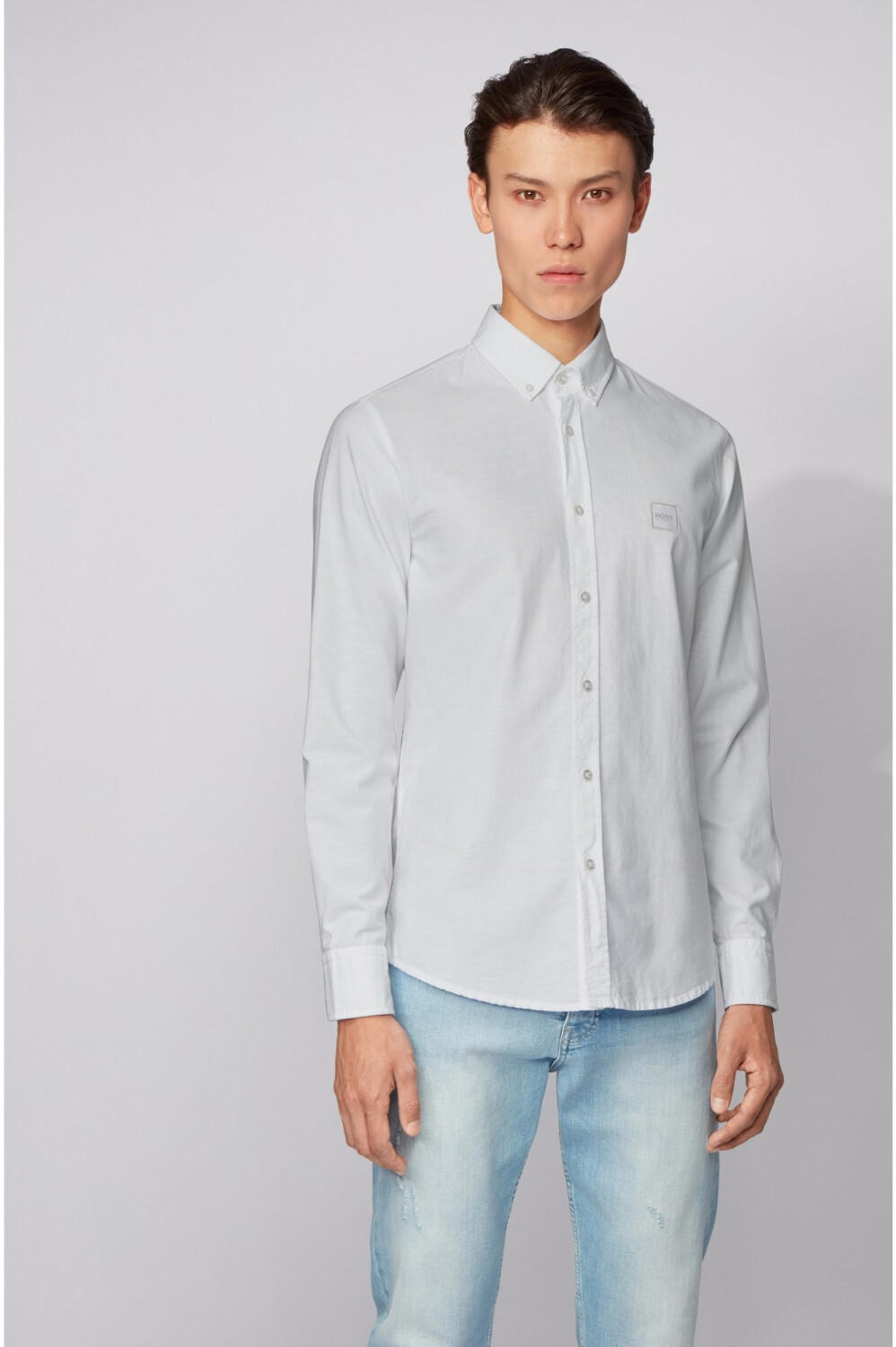 Hugo Boss Oxford-cotton slim-fit shirt with jacquard logo patch white (50432726-100)