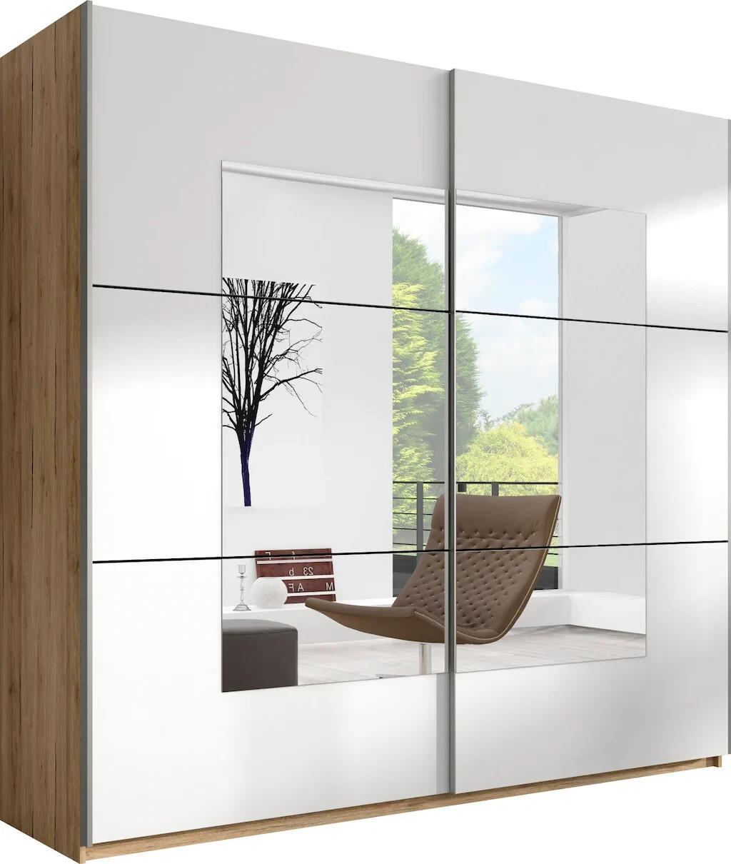 Helvetia Sliding door wardrobe Beta wardrobes 180x 210x 61 cm, 2 pieces, basic design, white (san remo oak, white) el (50486310-0)