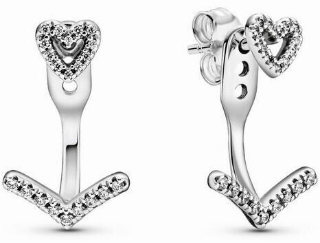 Plus Minus Zero Heart Sterling Silver Stud Earrings (299280C01)