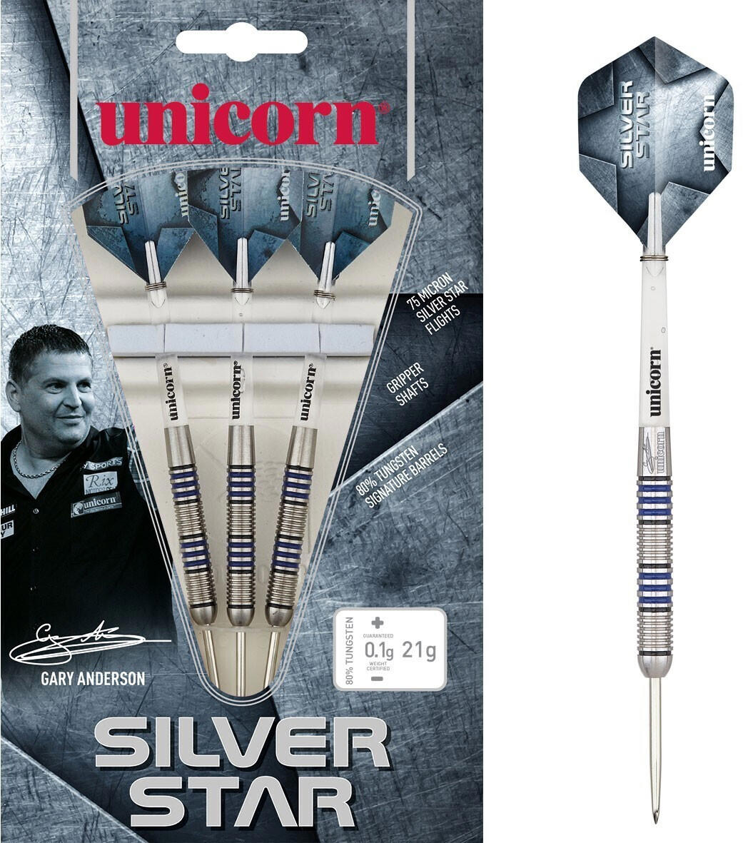 Unicorn Darts Silver Star Gary Anderson 80% Tungsten Steeltip