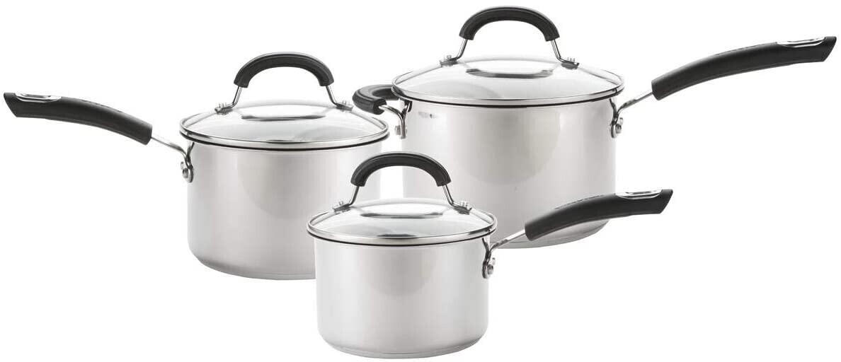 Circulon Total Stainless Steel 3 Piece Saucepan Set