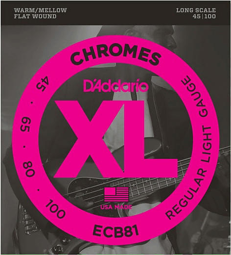 D'Addario ECB81 XL Chromes Bass, Light, 45-100, Long Scale