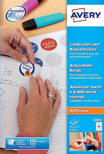 Avery Create Your Own Round Stickers 24 Per Sheet 40mm - E3613