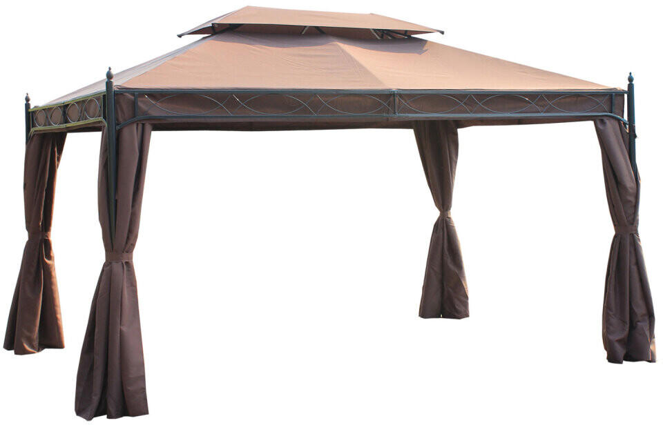 Outsunny 3x4 m Double Top Gazebo Marquee Sidewalls Coffee