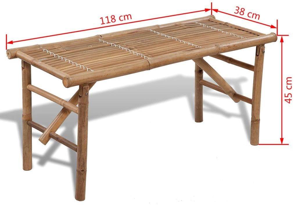 vidaXL Folding Garden Bench 118 cm Bamboo