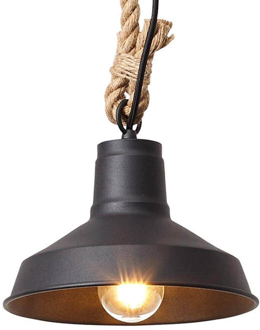 Brilliant Hank hanging lamp with rope suspension, brown