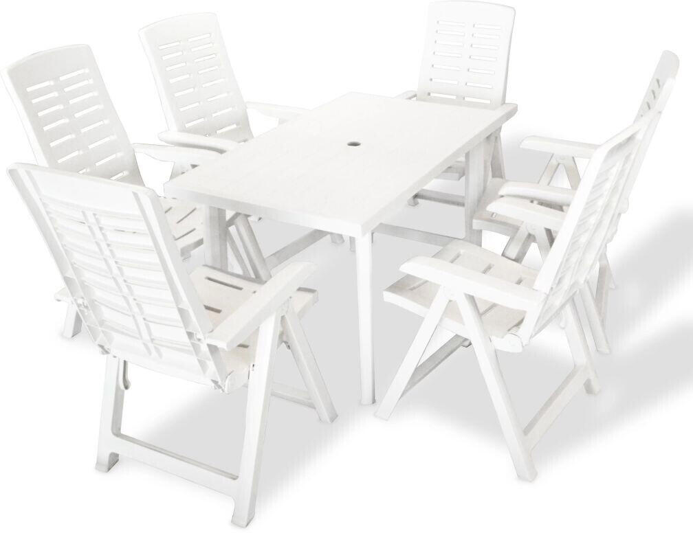 vidaXL Garden Set White Plastic (7 Pieces)