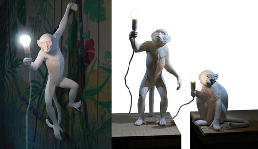 Seletti LED decorative patio light Monkey Lamp standing white