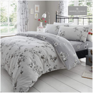 Gaveno Cavailia Luxury Birdie Blossom Bed Set with Duvet Cover & Pillow Case King Grey