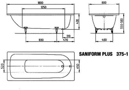 Kaldewei Saniform Plus 375-1 180 x 80 cm (112800010001)