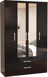 Birlea Furniture Lynx 4 Door Mirror Wardrobe Black
