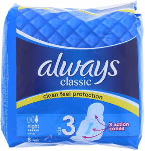 Always Classic Nighttime Pads 8 Pack