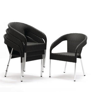 Bolero Rattan chairs with armrests anthracite (4 pcs.)