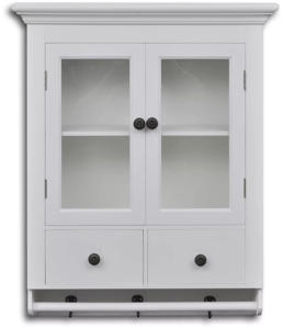 vidaXL Wall Cabinet With Glass Doors White Wood
