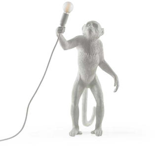 Seletti LED decorative patio light Monkey Lamp standing white