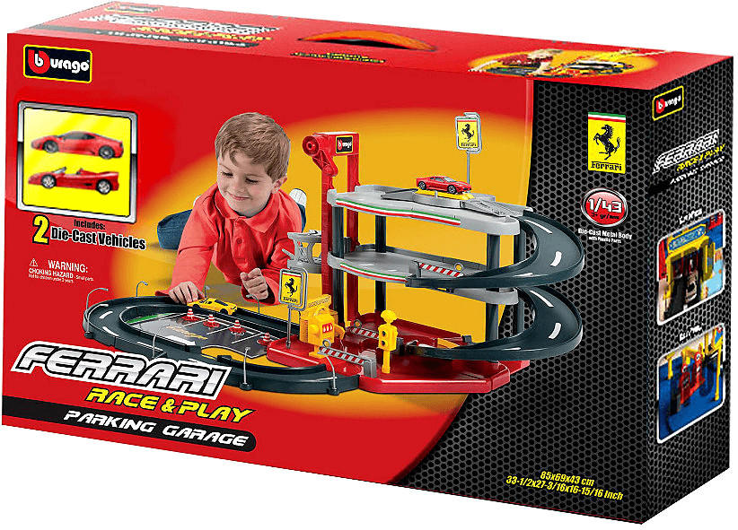 BBurago Ferrari Race & Play Garage with 2 Cars