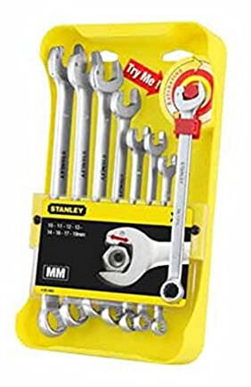 Stanley [8 Piece Open End Ratcheting Wrench Set/ 10-11-12-13-14-16-17-19mm] (95-660)