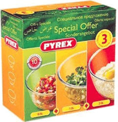 Pyrex 3 Piece Bowl Set 0,5l, 1l, 2l