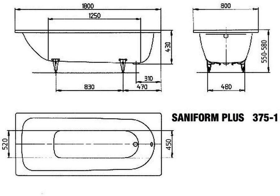 Kaldewei Saniform Plus 375-1 180 x 80 cm (112800010001)