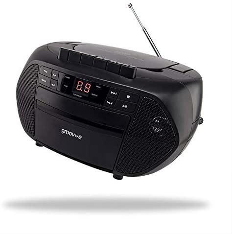 Groov-e Traditional Boombox Speaker, Portable CD & Cassette Player