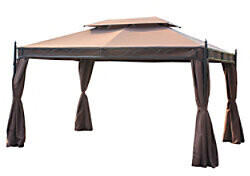 Outsunny 3x4 m Double Top Gazebo Marquee Sidewalls Coffee