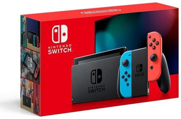 Nintendo Switch Black (Longer Battery Life) + Joy-Con Neon Red/Neon Blue
