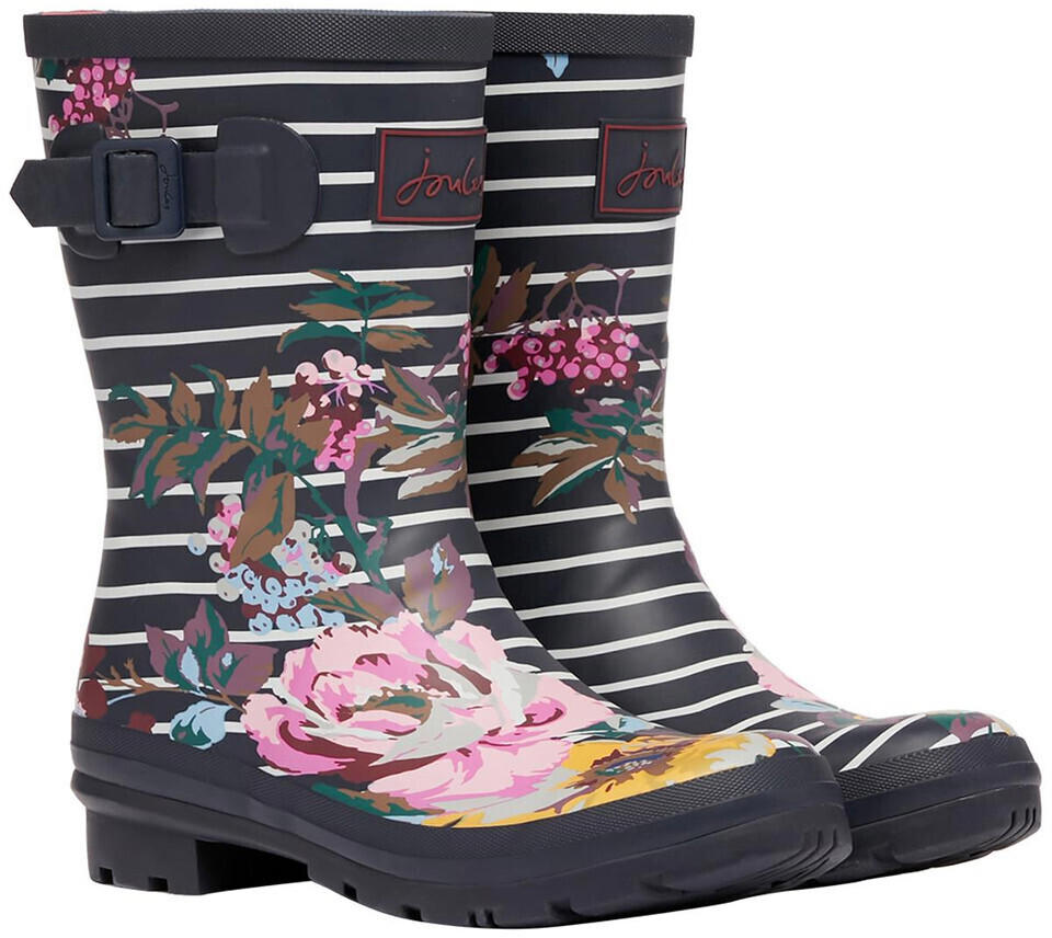 Joules Women's Molly Welly Wellington Boots Floral Strip Navy
