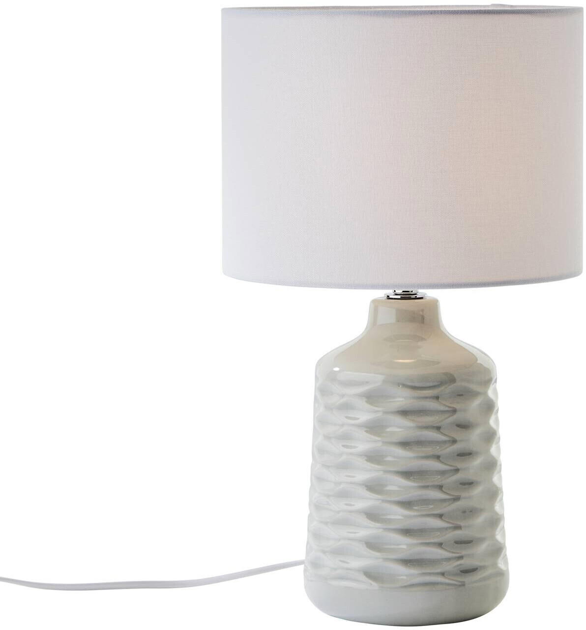 Brilliant Table lamp Ilysa fabric shade white, ceramic base gray