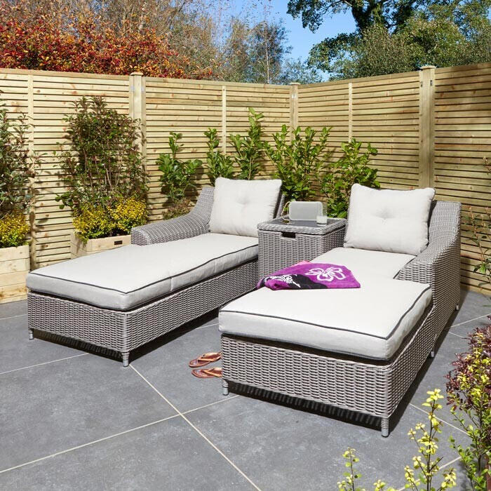 Rowlinson Prestbury Twin Sun Bed Set – Natural Stone