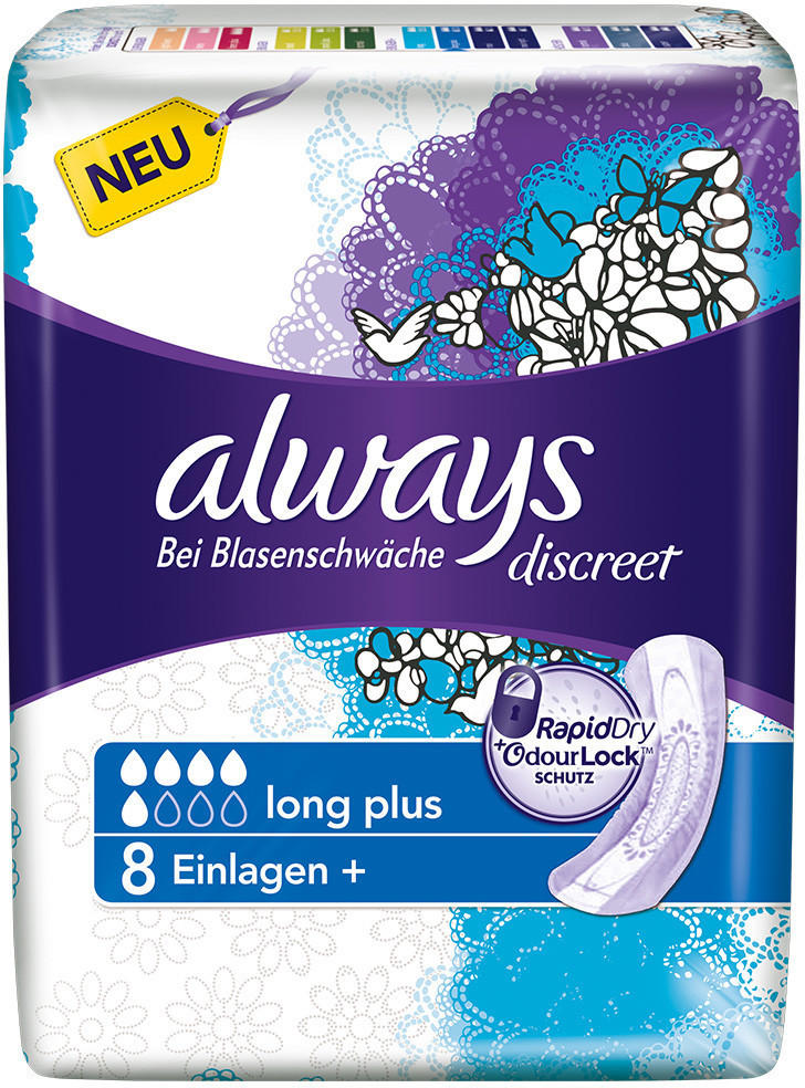 Always Discreet Incontinence Pads Long Plus (8 pcs)