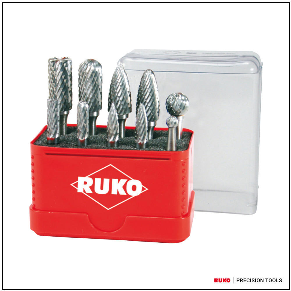 RUKO 10pcs HM Milling Pin Sets (116002)