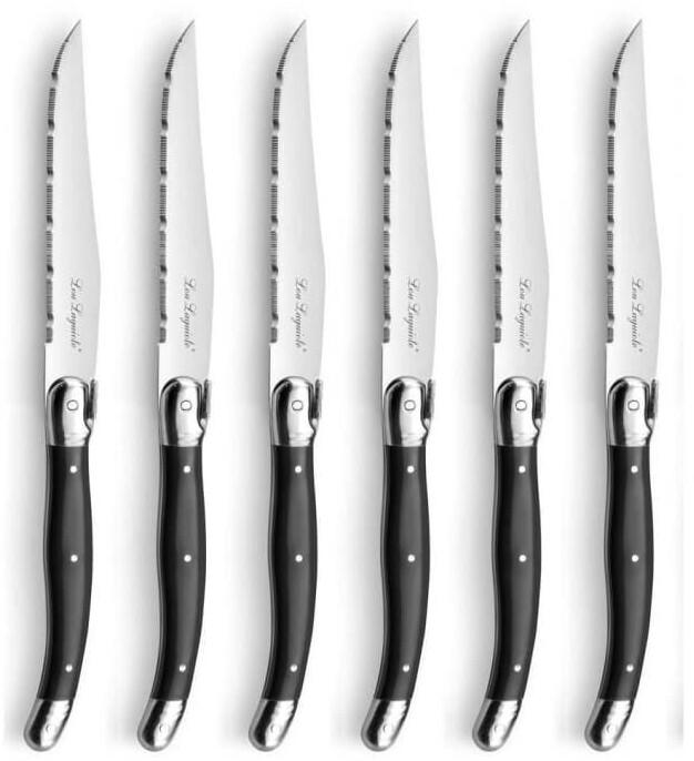 Lou Laguiole 7 pcs steak knife block set red