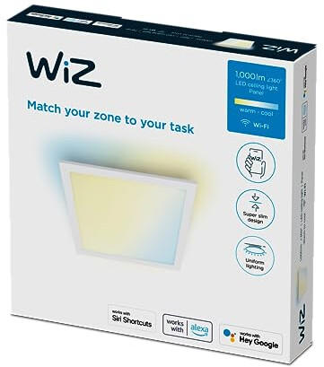 Wiz LED panel tunable white in white 12W 1000lm single pack square white