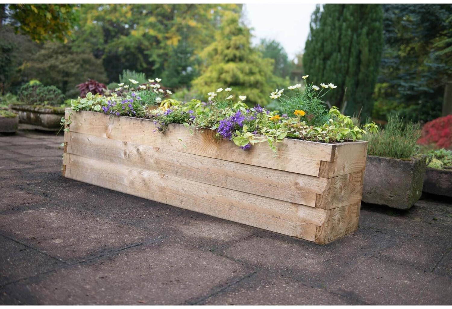 Forest Garden Caledonian Wooden Trough Raised Bed (180 x 45 x 42cm)