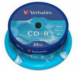 Verbatim CD-R 700MB 80min 52x Extra PRedection 25pk Spindle