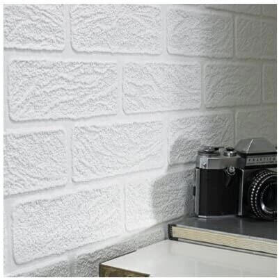 Graham & Brown Paintable Brick Effect White Wallpaper