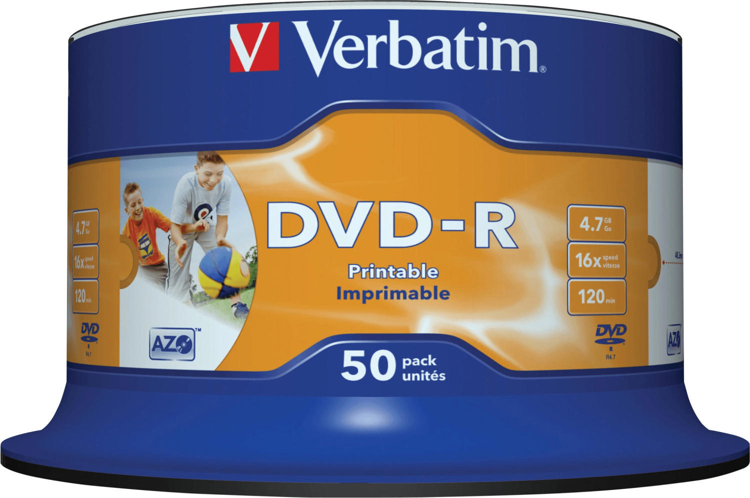 Verbatim DVD-R 4,7GB 16x Wide Inkjet Printable No ID Brand printable 50pk Spindle