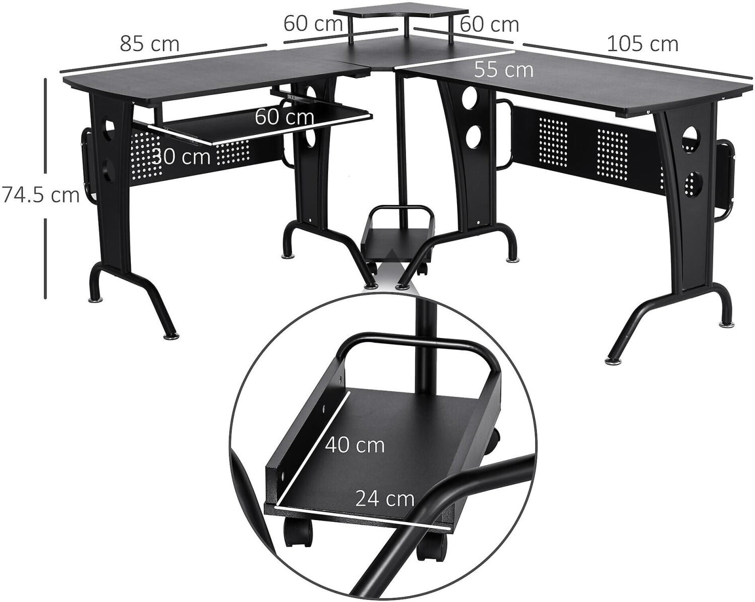 HomCom L-Shaped Corner Desk, Black