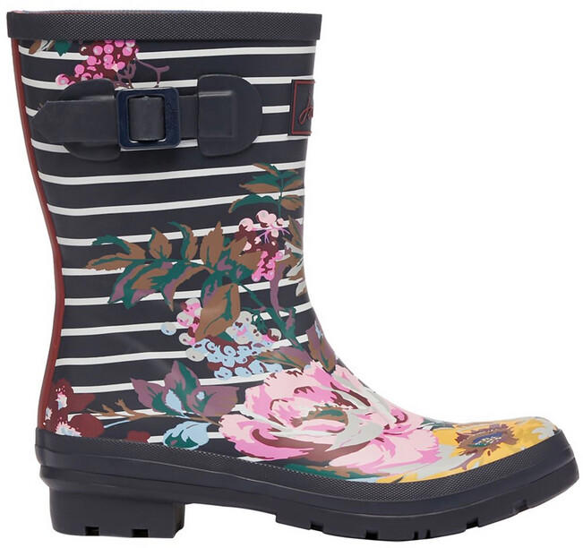 Joules Women's Molly Welly Wellington Boots Floral Strip Navy
