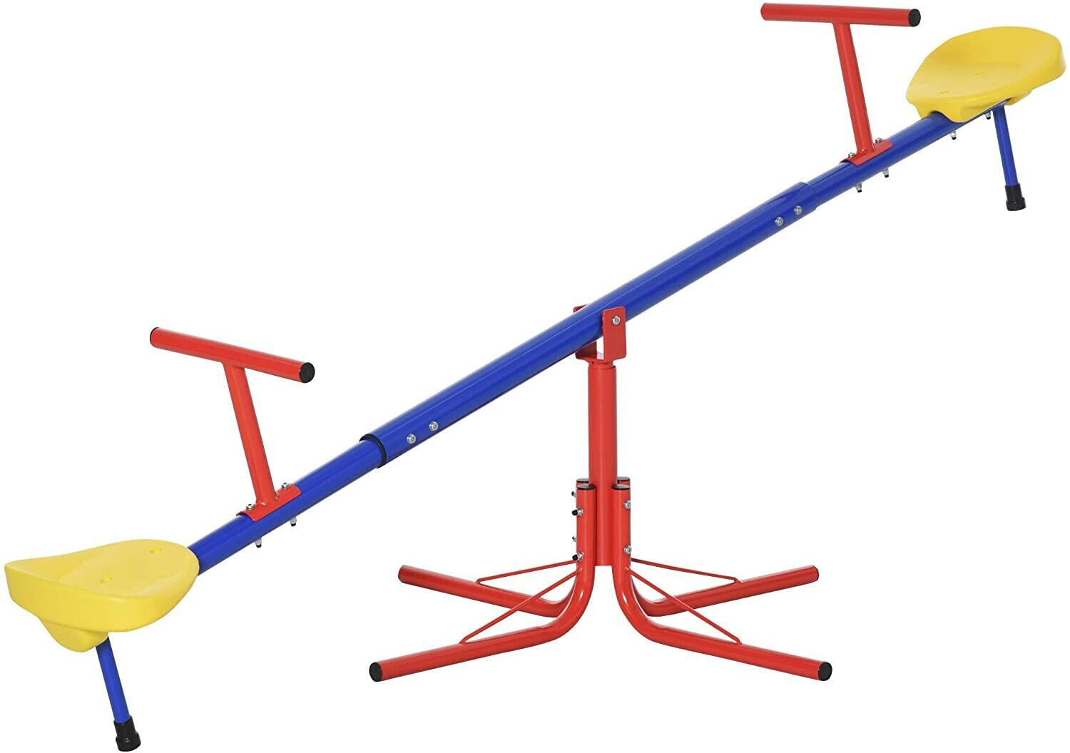 Outsunny 360 Degree Seesaw Swivel Teeter Totter Blue Yellow Red
