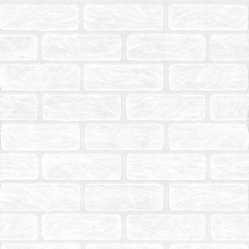 Graham & Brown Paintable Brick Effect White Wallpaper