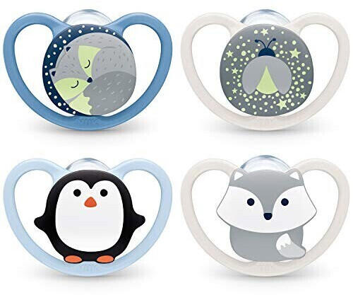 NUK Space Night Silicone Soother with Luminous effect (0-6 Months) x2