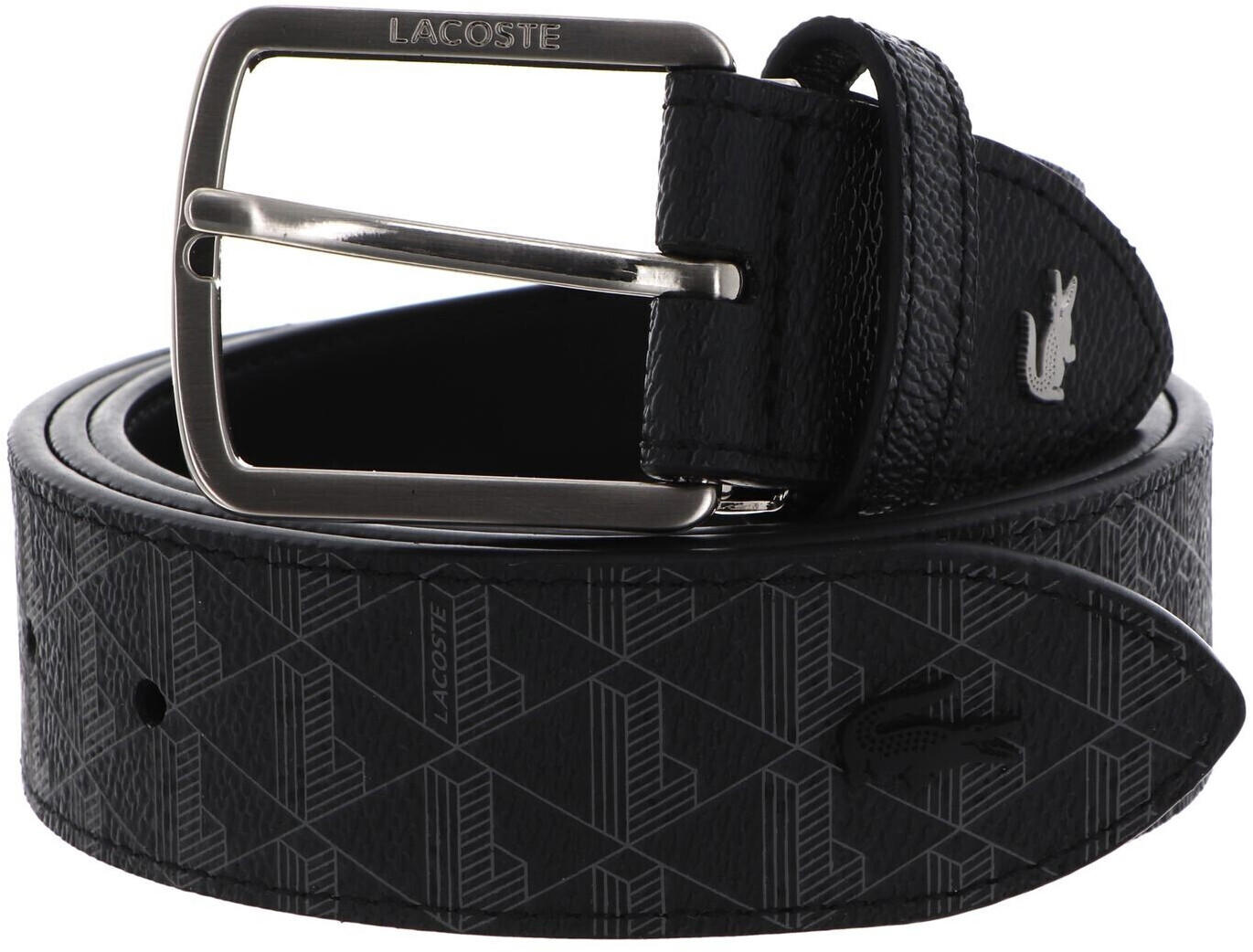 Lacoste Men's Monogram Tongue Buckle Woven Belt noir gris