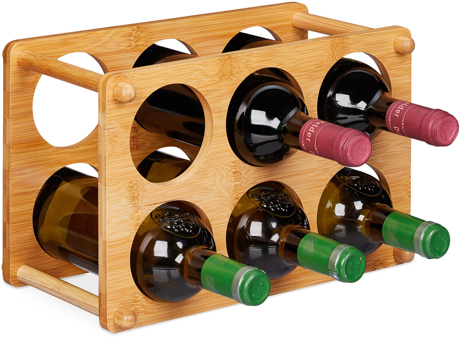 Relaxdays Wine rack 6 bottles of bamboo