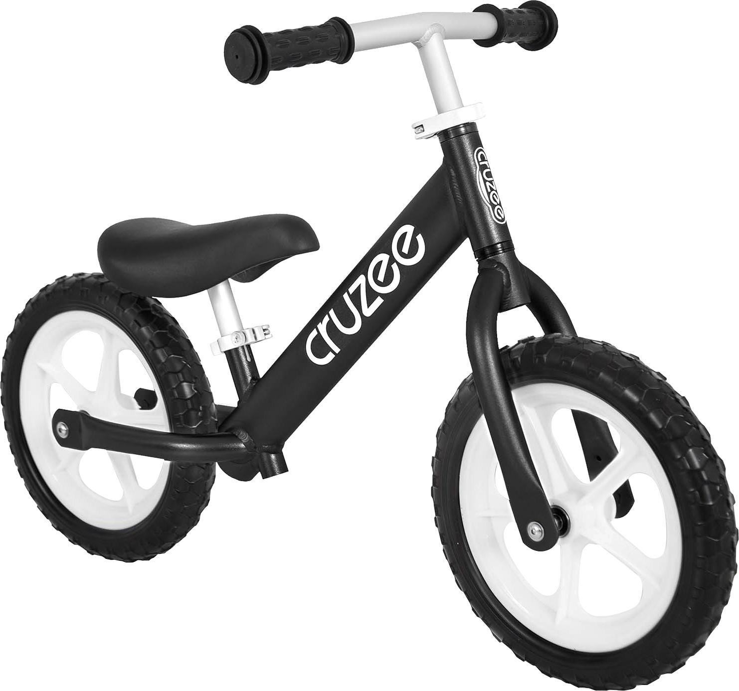 Cruzee Balance Bike White Wheels Black