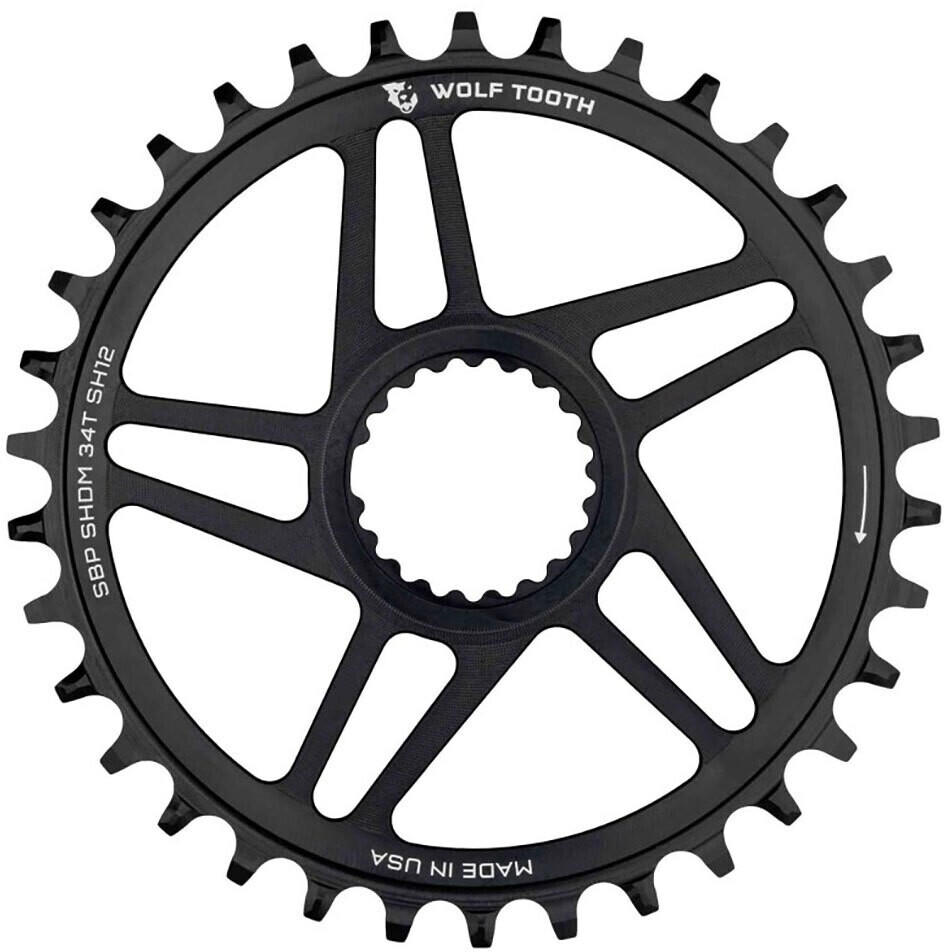 Wolf Tooth Components Shimano Direct Mount Super Boost Hyperglide +12 34 Chainring Black (34)