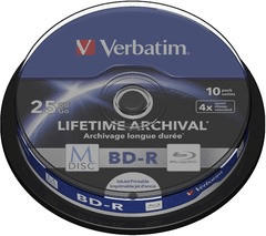 Verbatim BD-R M-Disc 25GB 4x inkjet printable 10pk Cakebox