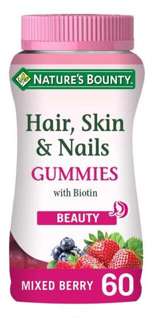 Nature's Bounty Hair, Skin & Nails with Biotin Gummies Mixed Berry (60 pcs.)