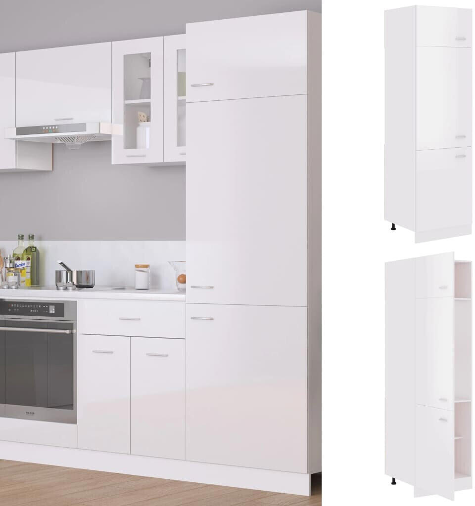 vidaXL Refrigerated cabinet high gloss white 60x57x207 cm