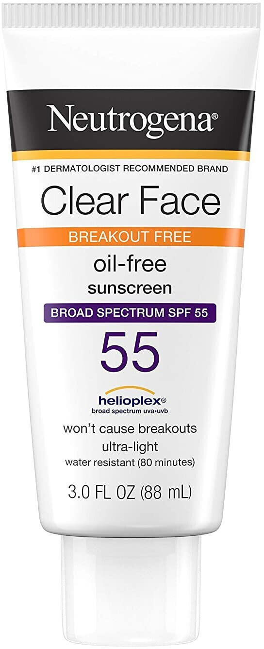 Neutrogena Clear Face breakout Free Sunscreen SPF55 Helioplex (89ml)